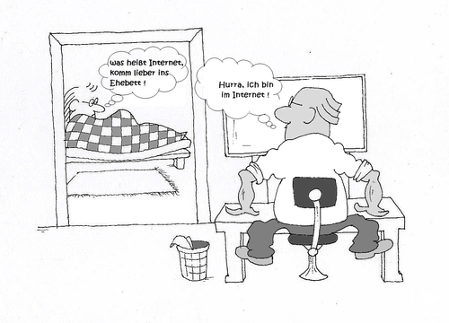 Cartoon: bin im Internet (medium) by Retlaw tagged bettgeschichten