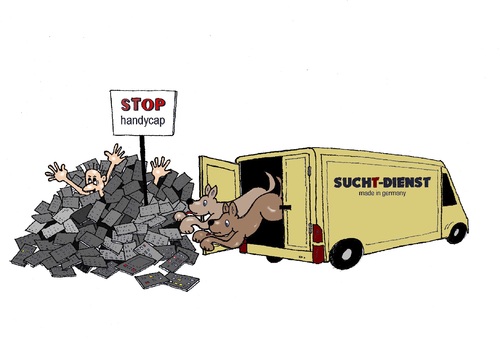 Cartoon: Sucht-Dienst (medium) by Retlaw tagged handy,sucht,handycap,jugendwahn