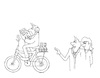 Cartoon: autonomes Radfahren (small) by Retlaw tagged fahrrad,ohne,lenker,mit,smartphon,sichere,fortbewegung