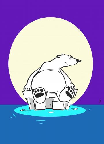 Cartoon: Polar Bear in the Moonlight (medium) by barker tagged ecology,cartoon,fun,polar,bear,environment,environmentalism,arctic,iceberg,animals,illustration,design,ökologie,ökologisch,natur,spaß,freude,eisbär,bär,eis,schnee,mond,nacht,eisberg,tier,tiere,landschaft,tundra,naturschutz,atmosphäre,atmosphärisch,kalt,kälte,winter,tierschutz,arktis,arktisch