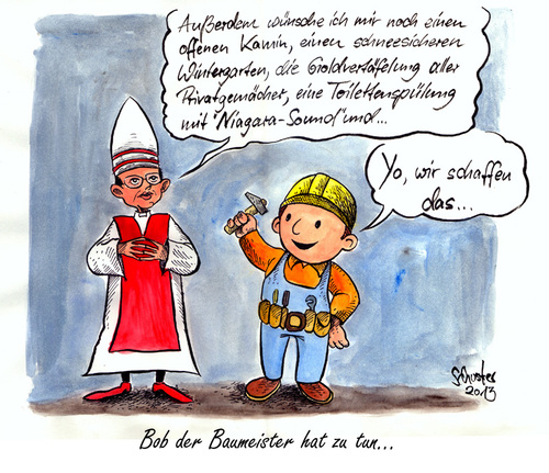 Cartoon: Bischof Tebartz-van Elst (medium) by Mario Schuster tagged karikatur,cartoon,mario,schuster,bischof,tebartz,van,elst,kirche