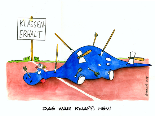 Cartoon: Hamburger SV gerettet (medium) by Mario Schuster tagged karikatur,cartoon,mario,schuster,hsv,fußball,fussball,greuther,fürth,hamburg,bundesliga