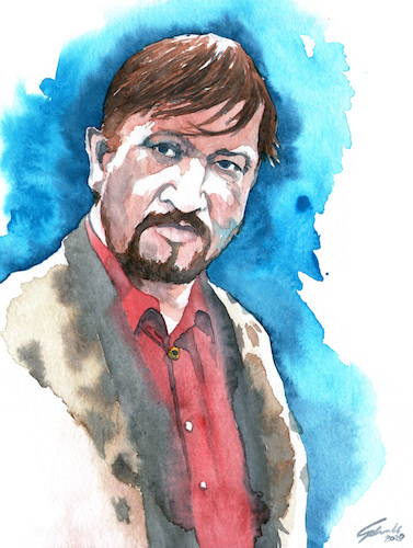 Cartoon: Rainer Werner Fassbinder (medium) by Mario Schuster tagged fassbinder,rainer,werner,film,aquarell,zeichnung,portrait,porträt,kunst,kultur,art,regie,regisseur,schauspieler,deutsch,german,gera,greiz,deutschland