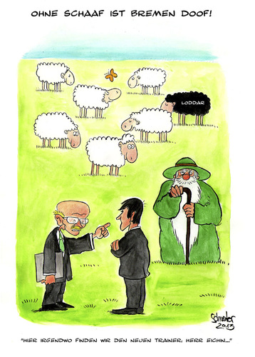 Cartoon: Werder Bremen (medium) by Mario Schuster tagged karikatur,cartoon,mario,schuster,werder,bremen,thomas,schaaf,willi,lemke,eichin