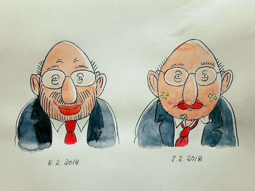 Cartoon: Zeitenwende für Martin Schulz (medium) by Mario Schuster tagged martin,schulz,angela,merkel,groko,politik,spd,cdu