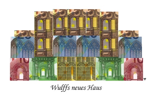 Cartoon: Wulffs neues Haus (medium) by thalasso tagged wulff,bundespräsident,präsidentschaft,politik,haus,kredit,euro,finanzierung