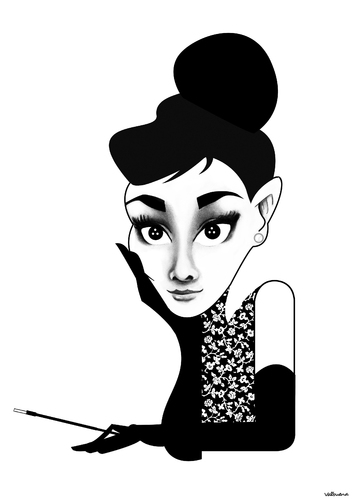 Cartoon: Audrey Hepburn (medium) by Valbuena tagged like,followme,art,illustration,caricature,hepburn,audrey,karikatur