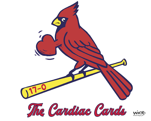 Cartoon: Cardinals Show Serious Heart (medium) by karlwimer tagged sports,cartoon,st,louis,cardinals,baseball,united,states,playoffs,heart