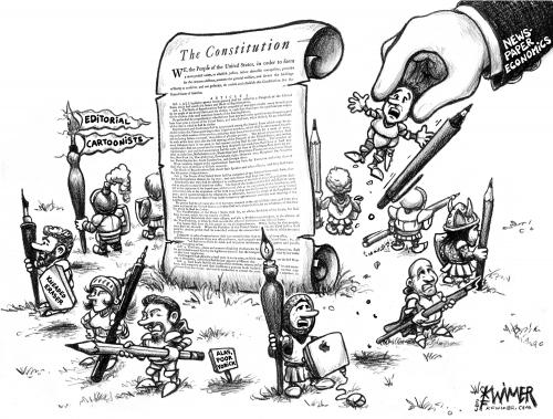 Cartoon: Constitution Defenders (medium) by karlwimer tagged constitution,cartoonist,knights,disappearing