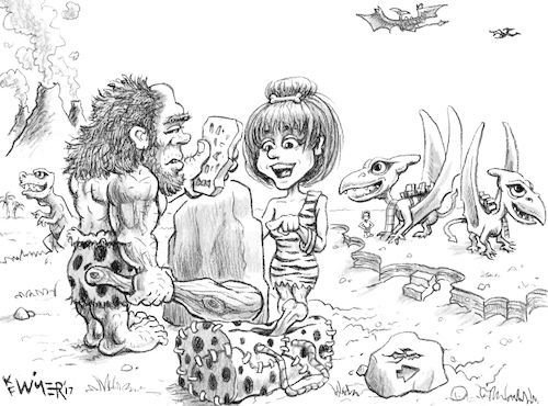 Cartoon: Create Your Caption Caveman (medium) by karlwimer tagged cartoon,caption,contest,caveman,flight,airlines,dinosaurs