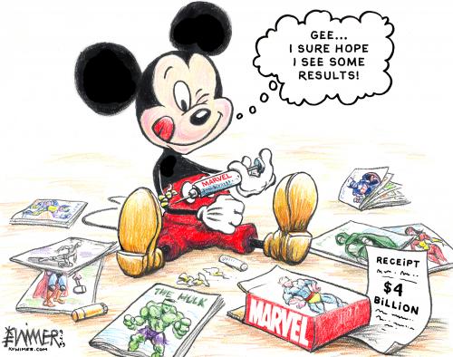 Cartoon: Disney Marvel (medium) by karlwimer tagged disney,marvel,mickey,mouse,comics,entertainment,business