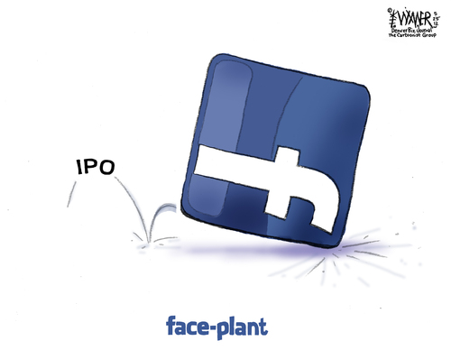 Cartoon: Face Plant (medium) by karlwimer tagged ipo,facebook,zuckerberg,business,market,stockmarket