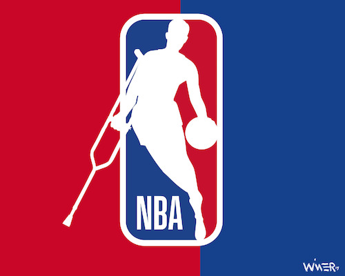 Cartoon: NBA Season M.A.S.H. Unit (medium) by karlwimer tagged basketball,nba,injuries,sports