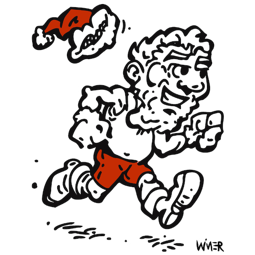 Cartoon: Santa Running (medium) by karlwimer tagged santa,claus,christmas,training,biking,shorts,holidays