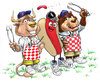 Cartoon: Bull and Bear BBQ (small) by karlwimer tagged bull,bear,wall,street,bbq,barbecue