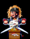 Cartoon: Chucky Gruden Fright Football (small) by karlwimer tagged sports,american,football,chucky,jon,gruden,oakland,raiders,denver,broncos