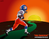 Cartoon: Floyd Little Into the Sunset (small) by karlwimer tagged denver,broncos,nfl,american,football,floyd,little,memorial,sunset,cartoon,sports