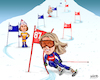 Cartoon: Shiffrin Skis Into New Territory (small) by karlwimer tagged cartoon,sports,illustration,mikaela,shiffrin,alpine,skiing,ski,racer,world,cup,champion,ingemar,stenmark,lindsey,vonn,record
