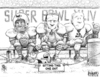 Cartoon: Sitting Out the Super Bowl (small) by karlwimer tagged super bowl football championship us pepsi fedex automobiles cars business economics advertising