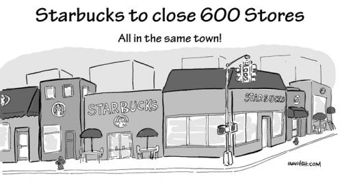 Cartoon: StarBucks to Close 600 locations (medium) by Evan4sh tagged starbucks,coffee,fast,food,economy