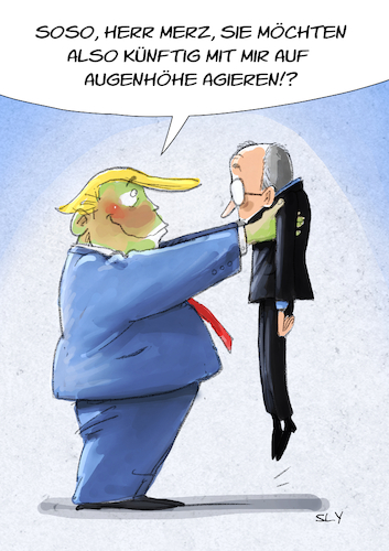 Cartoon: Augenhöhe (medium) by droigks tagged merz,kanzlerkandidat,cdu,trump,amerikanischer,präsident,usa,droigks,selbstbewusstsein,deutschland,politik,merz,kanzlerkandidat,cdu,trump,amerikanischer,präsident,usa,droigks,selbstbewusstsein,deutschland,politik