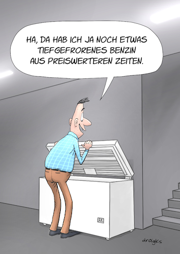 Cartoon: Benzinpreissteigerung (medium) by droigks tagged tiefkühlbenzin,tkk,benzin,disel,preisexplosion,nahost,irankrieg,konflikt,erdöl,strasse,von,hormus,droigks,ölpreisschwankungen,geopolitik,tiefkühlbenzin,tkk,benzin,disel,preisexplosion,nahost,irankrieg,konflikt,erdöl,strasse,von,hormus,droigks,ölpreisschwankungen,geopolitik