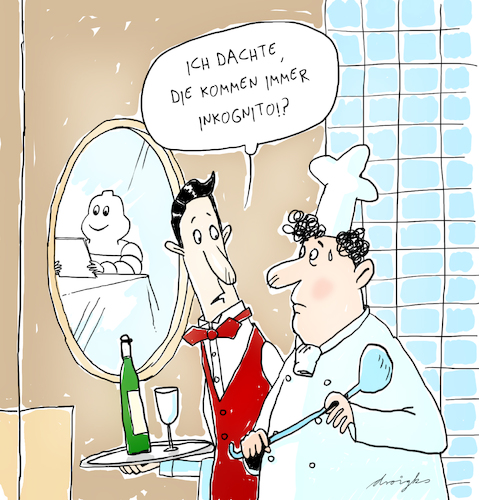 Cartoon: Sterneküche (medium) by droigks tagged cartoon,michelin,kochkunst,restauranttester,stern,kontrolle,auszeichnung,droigks,kochen,trinken,speisen,sternekueche,sternekoch,inkognito,cartoon,michelin,stern,kontrolle,auszeichnung,droigks,kochen,trinken,speisen,sternekueche,sternekoch,inkognito