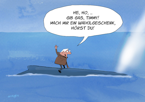 Cartoon: Wahlversprechen (medium) by droigks tagged backhaus,walrettung,wahl,mecklenburg,vorpommern,droigks,buckelwal,timmy,ostsee,poel,spd,landtagswahl,politik,inszenierung,aktivisten,tierwohl,rettungsversuch,kritik,umweltschutz,backhaus,walrettung,wahl,mecklenburg,vorpommern,droigks,buckelwal,timmy,ostsee,poel,spd,landtagswahl,politik,inszenierung,aktivisten,tierwohl,rettungsversuch,kritik,umweltschutz