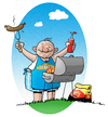 Cartoon: King of Barbecue (small) by droigks tagged grill grillen droigks grillmeister master of barbecue bbc grillsaison steak bratwurst camping