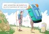 Cartoon: Pilger (small) by droigks tagged cartoon,comic,droigks,wallfahrt,wallfahrer,pilgerreise,pilger,wandern,jakobsweg,spanien,frankreich,deutschland,via,francigena,jerusalemweg,medjugorje,packliste,bistum,pilgerrucksack,jakobsmuschel,auszeit,stille,meditation,spirituelle,reise,entschleunigung,sinnsuche,selbstfindung,gott,gepaeck,buen,camino