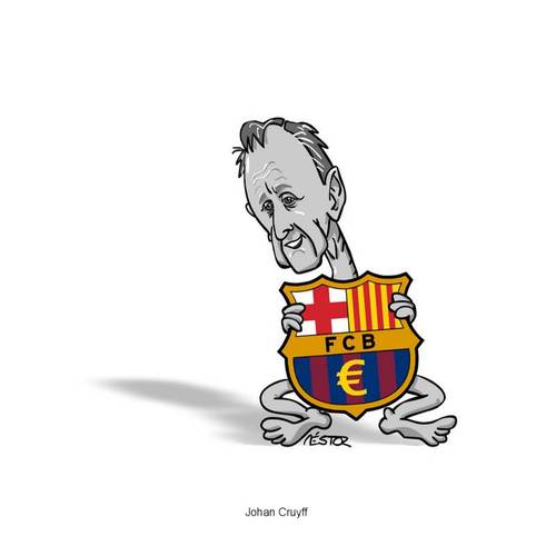 Cartoon: Johan Cruyff (medium) by nestormacia tagged soccer,barcelona,caricature,humor,sport,football