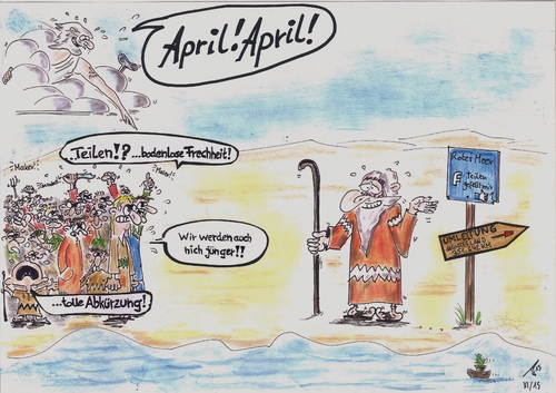 Cartoon: Moses teilt das Rote Meer (medium) by Tom13thecat tagged religion,satirisch