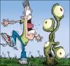 Cartoon: Lawn Pests... (small) by GBowen tagged bug insect monster lawn grass scream scared
