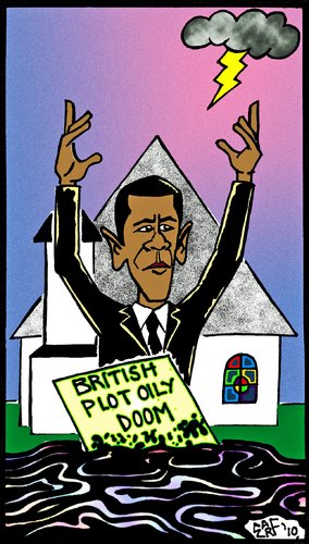 Cartoon: Touchdown Obama (medium) by Tzod Earf tagged president,barack,obama,bp,cartoon,touchdown,jesus,monroe,ohio