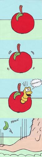 Cartoon: appel (medium) by XombieLarry tagged wurm,fuss,apfel,ironie