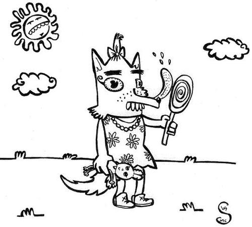 Cartoon: wolf girl (medium) by XombieLarry tagged wolf,dauerlutscher