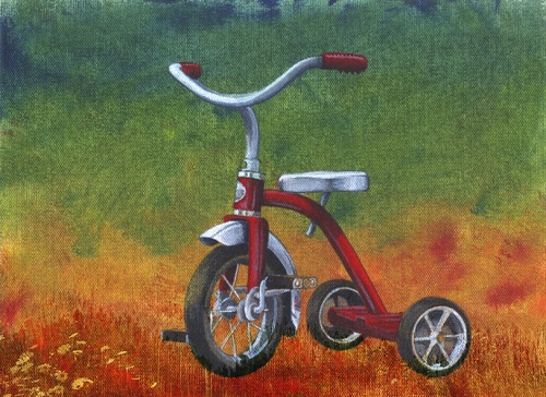 Cartoon: I Remember You (medium) by birdbee tagged tricycle,trike,painting,acrylics,canvas