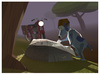 Cartoon: Lost (small) by birdbee tagged messenger,dog,motorcycle,war,night,map,lowpoly,3d