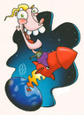 Cartoon: Rocket Man (small) by birdbee tagged silly rocket ride space earth