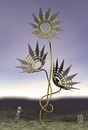 Cartoon: x-acto flowers (small) by birdbee tagged 3d model xacto knife blades flowers