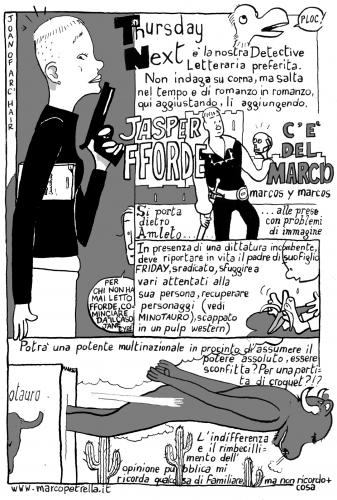Cartoon: jasper fforde (medium) by marco petrella tagged jasper,fforde