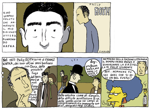 Cartoon: roth-kafka (medium) by marco petrella tagged thesimpsons,america,kafka,roth,writers
