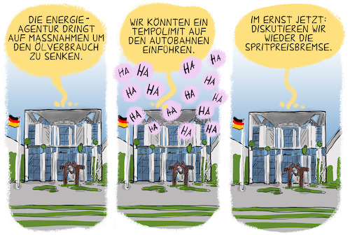 Cartoon: IEA warnt (medium) by leopold maurer tagged internationale,energie,agentur,warnung,forderung,massnahmen,krieg,iran,usa,israel,krise,öl,sprit,regierung,deutschland,tempolimit,autobahn,spritpreisbremse,homeoffice,leopold,maurer,karikatur,cartoon,internationale,energie,agentur,warnung,forderung,massnahmen,krieg,iran,usa,israel,krise,öl,sprit,regierung,deutschland,tempolimit,autobahn,spritpreisbremse,homeoffice,leopold,maurer,karikatur,cartoon