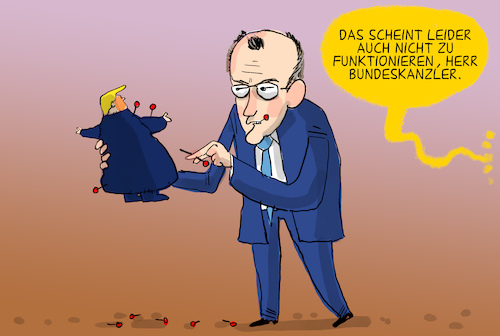 Cartoon: Strafzöllevoodoo (medium) by leopold maurer tagged merz,trump,usa,eu,europe,strafzölle,drohung,grönland,kauf,übernahme,soldaten,bundeswehr,nato,leopold,maurer,cartoon,karikatur,merz,trump,usa,eu,europe,strafzölle,drohung,grönland,kauf,übernahme,soldaten,bundeswehr,nato,leopold,maurer,cartoon,karikatur