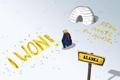 Cartoon: trump gewinnt ... alaska (medium) by leopold maurer tagged usa,wahl,trump,2020,präsident,biden,alaska,usa,wahl,trump,2020,präsident,biden,alaska