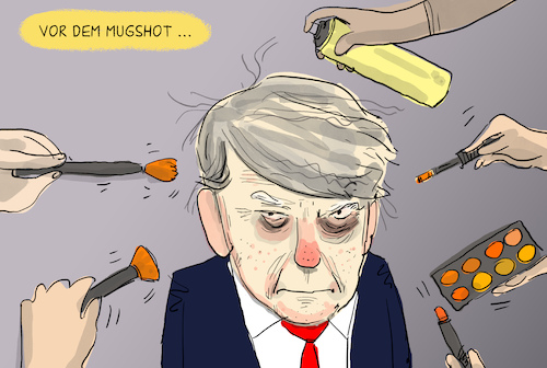 Cartoon: Trumps Mugshot (medium) by leopold maurer tagged trump,usa,präsident,kandidat,polizeifoto,mugshot,trump,usa,präsident,kandidat,polizeifoto,mugshot
