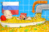 Cartoon: Gewinne (small) by leopold maurer tagged russland,putin,iran,krieg,hormuz,wirtschaft,welt,öl,ölkrise,gas,dünger,welthandel,trump,drohungen,israel,ukraine,waffen,kriegskasse,bad,geld,leopold,maurer,cartoon,karikatur