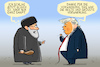 Cartoon: Trump bedankt sich bei Iran (small) by leopold maurer tagged trump,usa,krieg,israel,atomanlagen,raketen,bomben,katar,us,stützpunkt,angriff,vorwarnung,gesicht,wahren,leopold,maurer,cartoon,karikatur