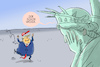 Cartoon: Trump erklärt sich zum Sieger (small) by leopold maurer tagged usa,trump,harris,praesidenschaftskandidat,wahl,sieger,freiheitsstatue,donald,wieder,leopold,maurer,cartoon,karikatur