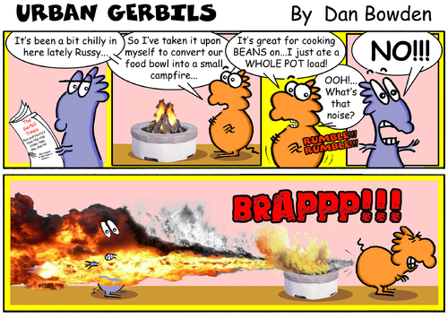Cartoon: urban gerbils. campfire (medium) by Danno tagged cartoon,comic,strips,funny,humor,gerbils,traditional,mixed,media,campfire